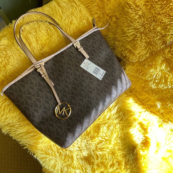 Michael Kors jet set travel brown tote bag - Picture 4 of 12